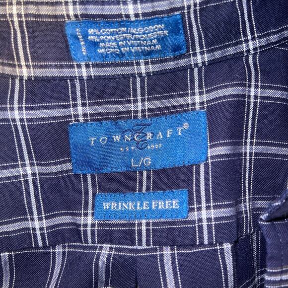 Town Craft L wrinkle free cotton short sleeve button western checkered shirt - Picture 6 of 7